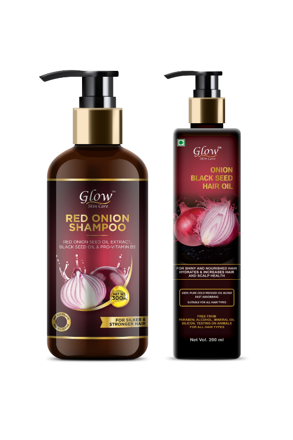 Onion Shampoo + Onion Hair Oil With Black Seed Oil Extracts Hair Care Kit - Net Vol 500 ML (Combo Pack)